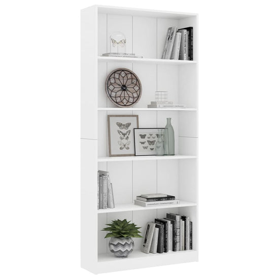 Boekenkast met 5 schappen 80x24x175 cm bewerkt hout wit MeubelReus