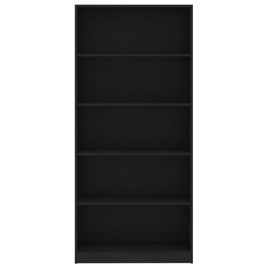 Boekenkast met 5 schappen 80x24x175 cm bewerkt hout zwart MeubelReus