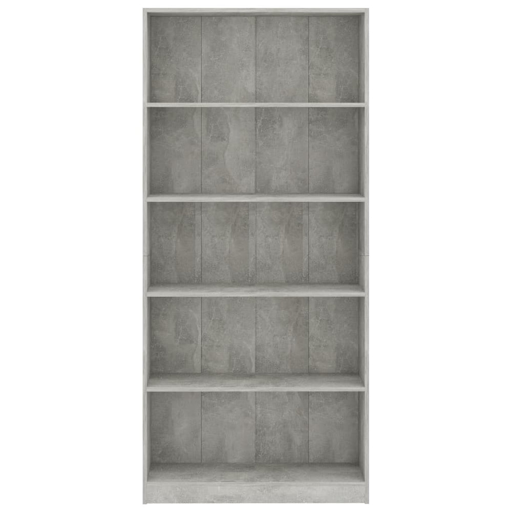 Boekenkast met 5 schappen 80x24x175 cm bewerkt hout betongrijs MeubelReus