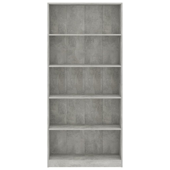 Boekenkast met 5 schappen 80x24x175 cm bewerkt hout betongrijs MeubelReus