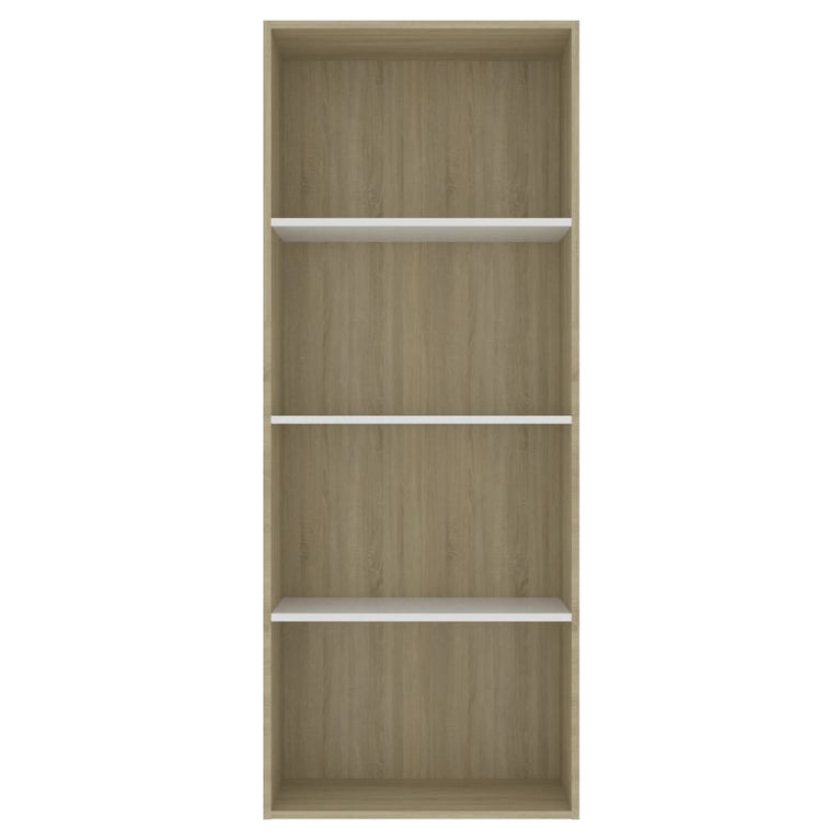 Boekenkast 4 schappen 60x30x151,5 cm spaanplaat wit eikenkleur