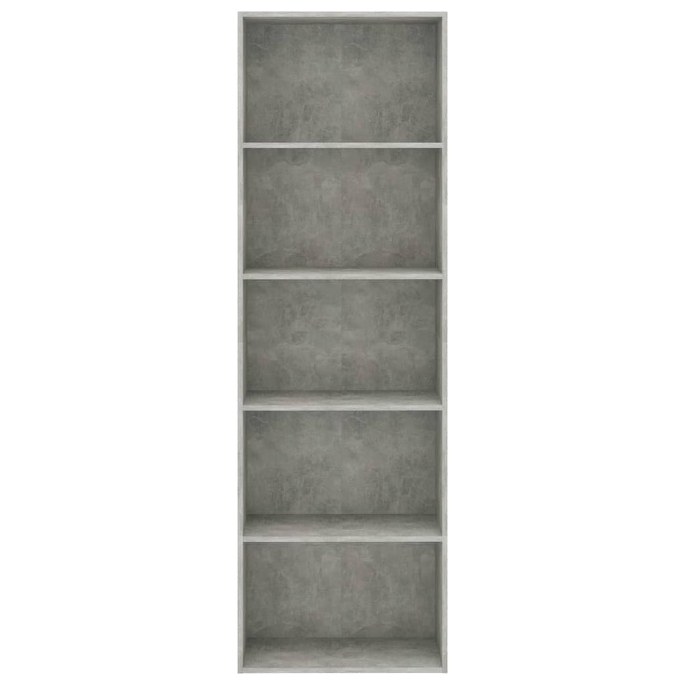 Boekenkast met 5 schappen 60x30x189 cm spaanplaat betongrijs MeubelReus