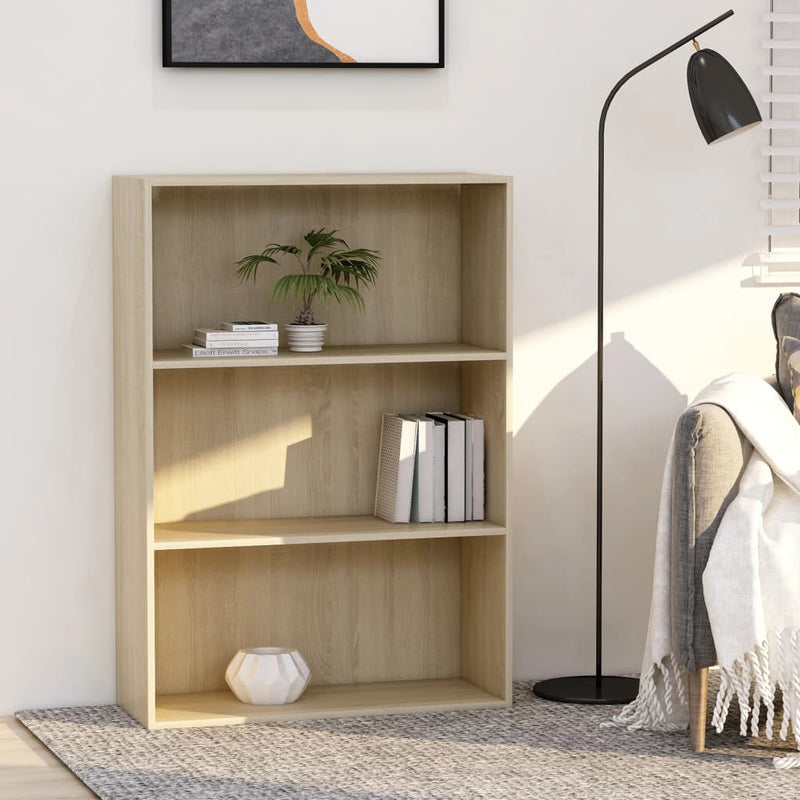 Boekenkast 3 schappen 80x30x114 cm spaanplaat sonoma eikenkleur