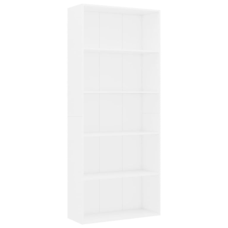 Boekenkast met 5 schappen 80x30x189 cm spaanplaat wit MeubelReus