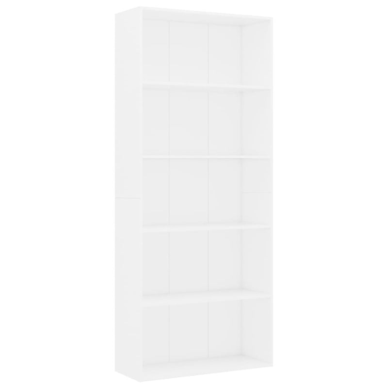 Boekenkast met 5 schappen 80x30x189 cm spaanplaat wit MeubelReus