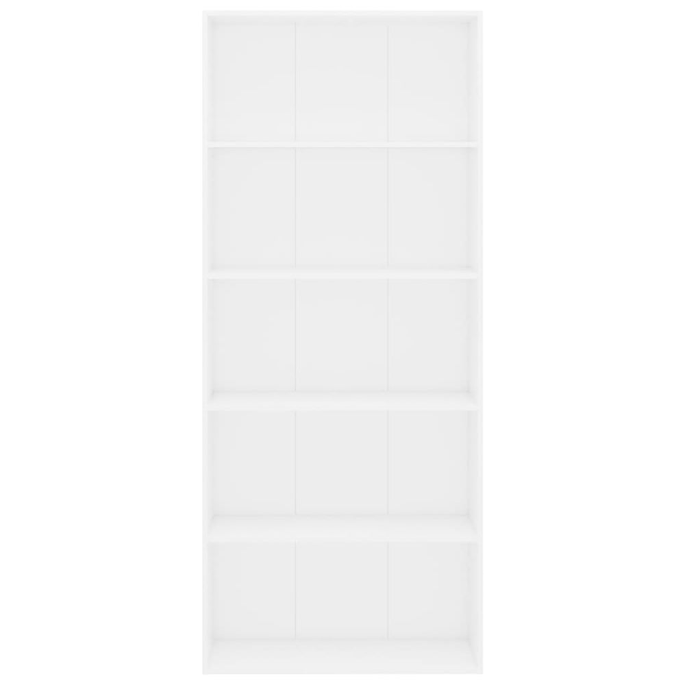 Boekenkast met 5 schappen 80x30x189 cm spaanplaat wit MeubelReus