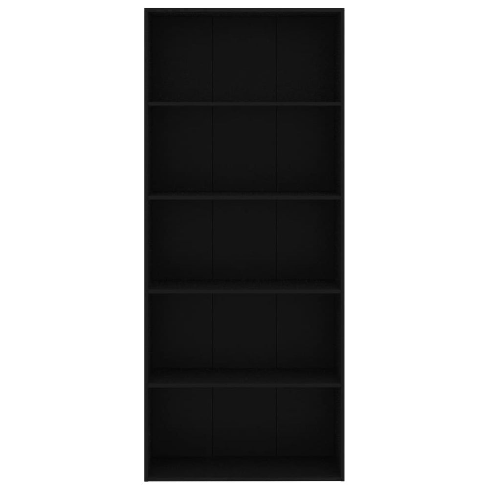 Boekenkast met 5 schappen 80x30x189 cm spaanplaat zwart MeubelReus