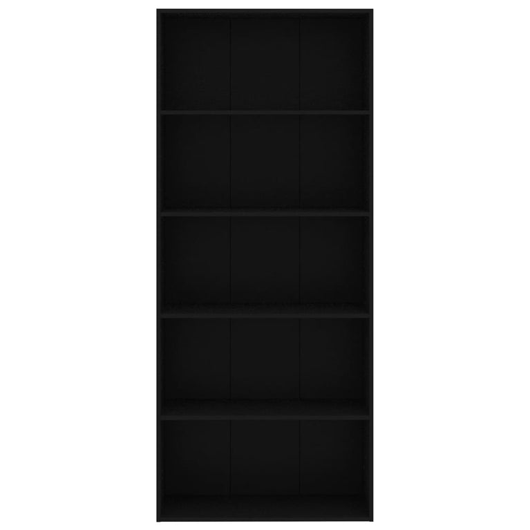 Boekenkast met 5 schappen 80x30x189 cm spaanplaat zwart MeubelReus