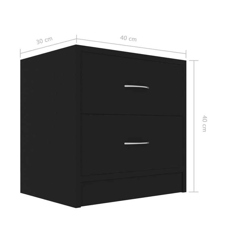 Nachtkastjes 2 st 40x30x40 cm spaanplaat zwart MeubelReus