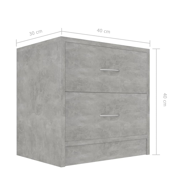 Nachtkastjes 2 st 40x30x40 cm spaanplaat betongrijs MeubelReus
