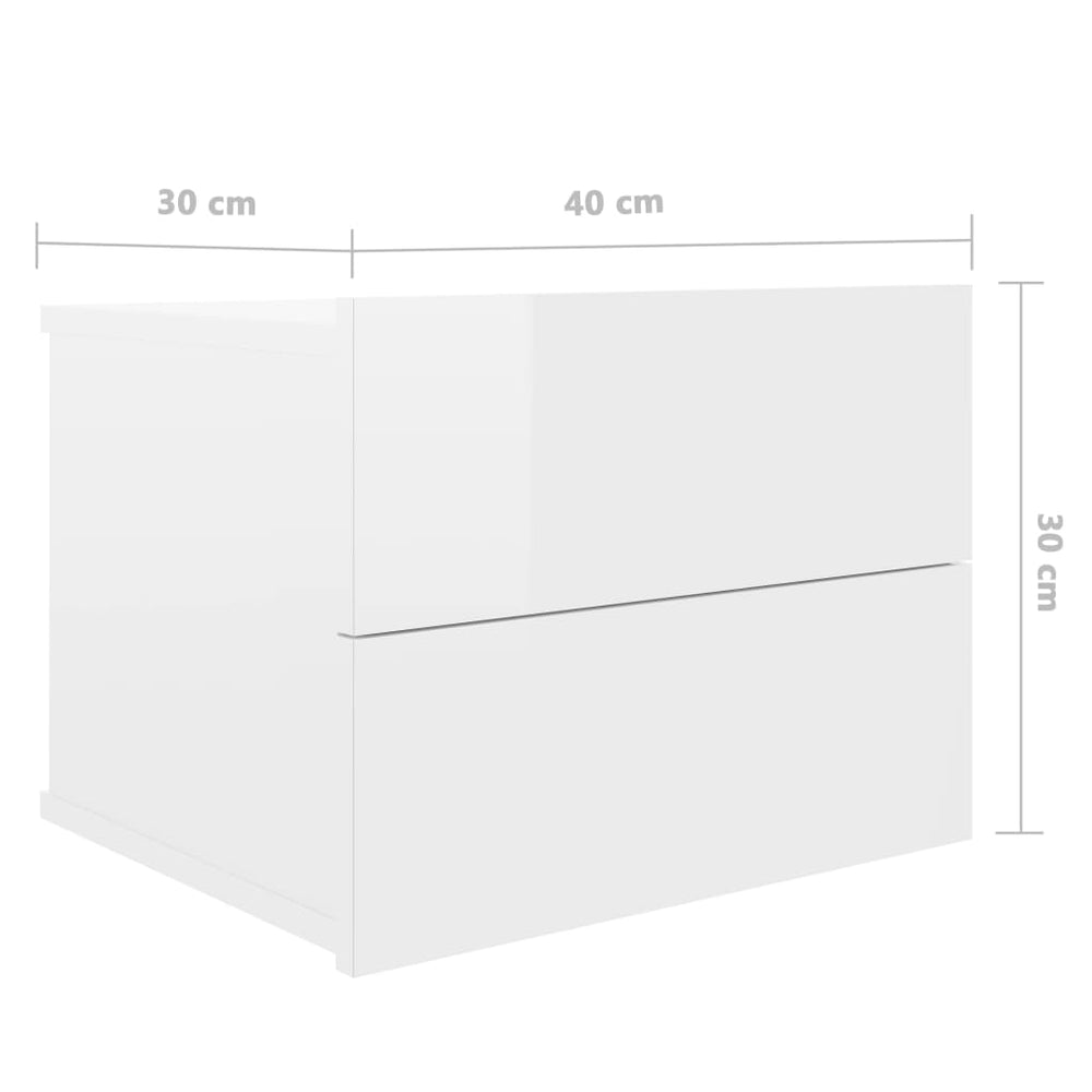 Nachtkastjes 2 st 40x30x30 cm spaanplaat hoogglans wit MeubelReus