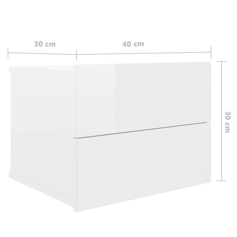 Nachtkastjes 2 st 40x30x30 cm spaanplaat hoogglans wit MeubelReus