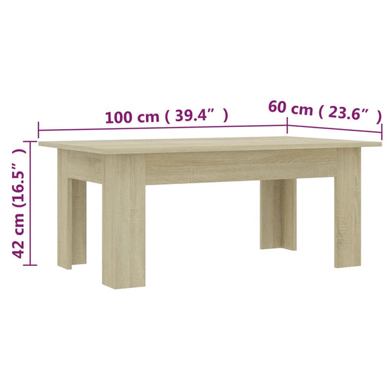 Salontafel 100x60x42 cm bewerkt hout sonoma eikenkleurig MeubelReus