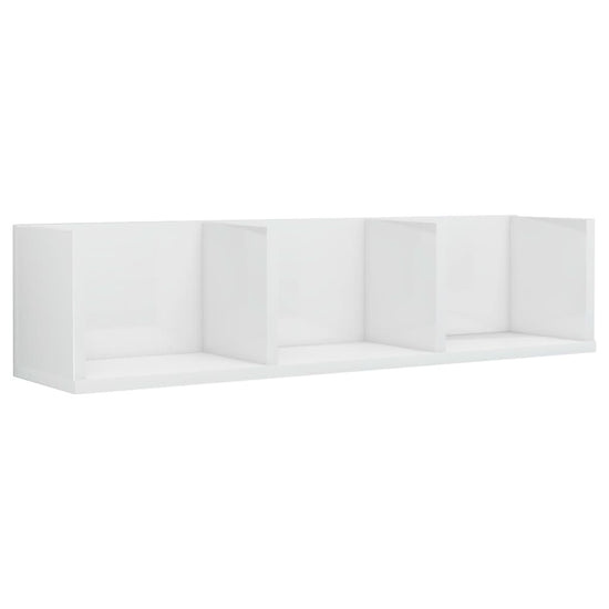 Cd-wandschap 75x18x18 cm bewerkt hout hoogglans wit MeubelReus