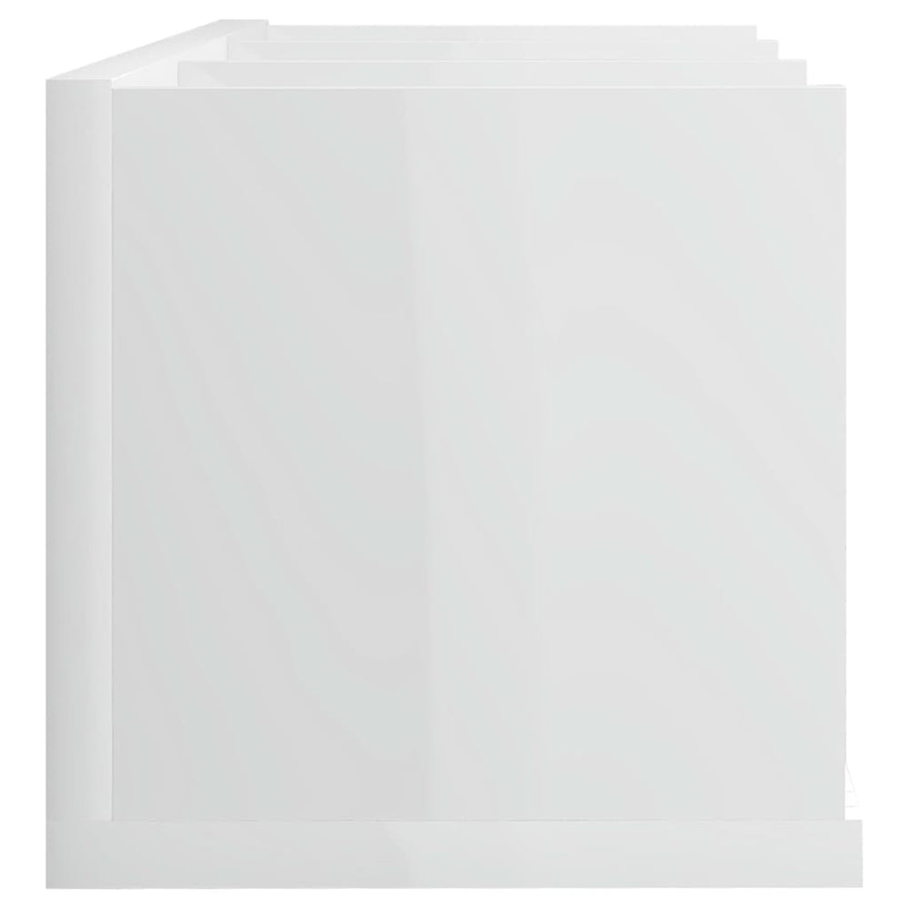 Cd-wandschap 75x18x18 cm bewerkt hout hoogglans wit MeubelReus