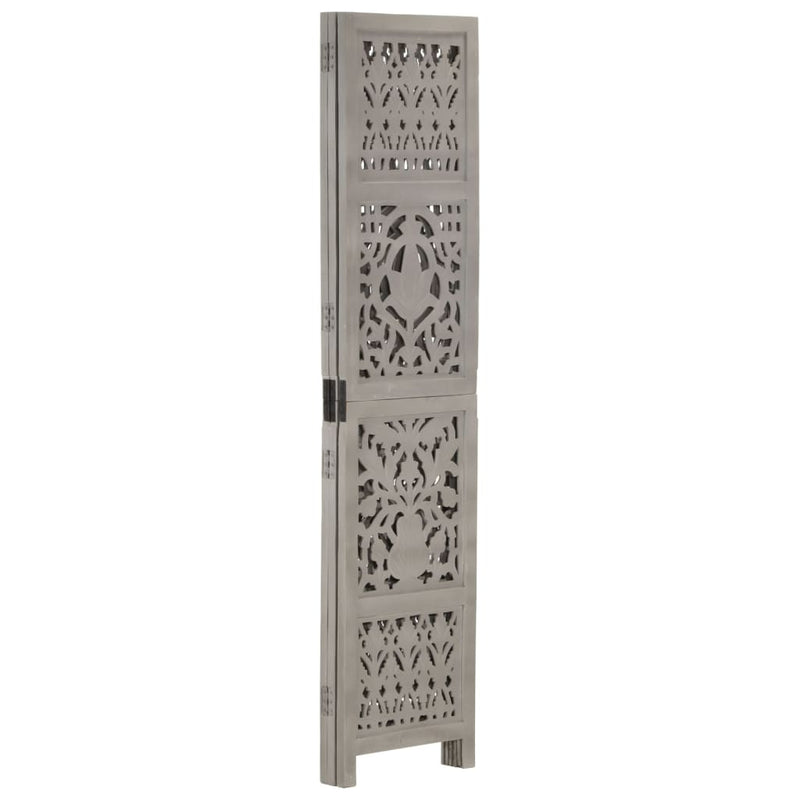Kamerscherm 3 panelen handgesneden 120x165 cm mangohout grijs