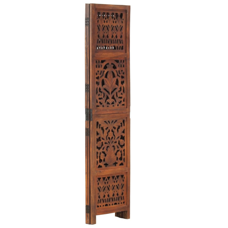 Kamerscherm 3 panelen handgesneden 120x165 cm mangohout bruin