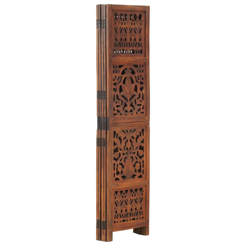 Kamerscherm 5 panelen handgesneden 200x165 cm mangohout bruin