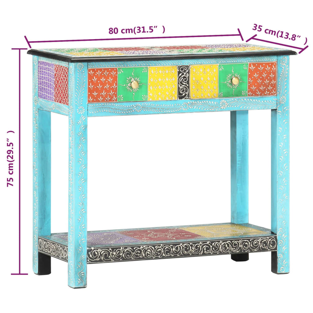 Wandtafel handgeschilderd 80x35x75 cm massief mangohout MeubelReus