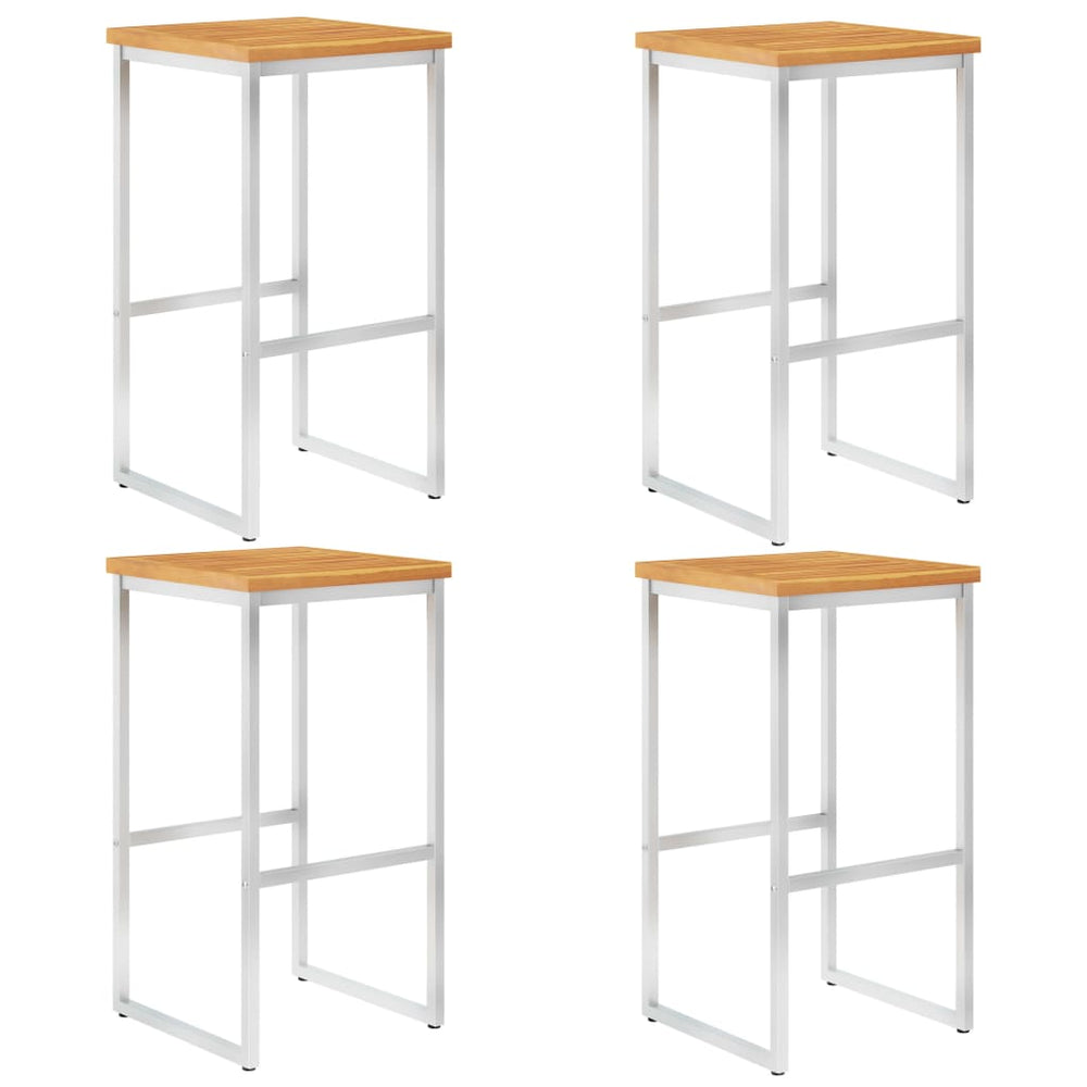 Barstoelen 4 st massief acaciahout en roestvrij staal MeubelReus