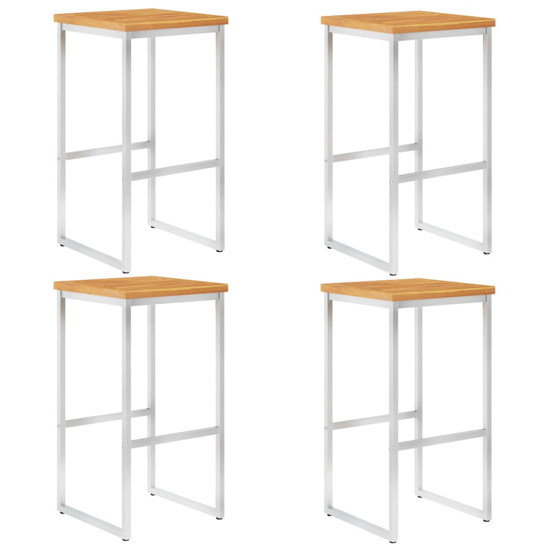 Barstoelen 4 st massief acaciahout en roestvrij staal MeubelReus