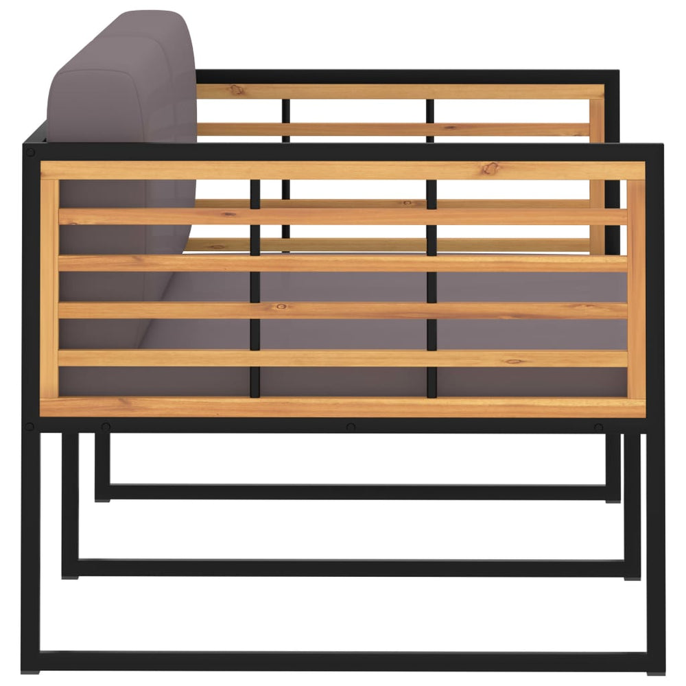 Tuinbank met kussens 136 cm massief acaciahout donkergrijs MeubelReus