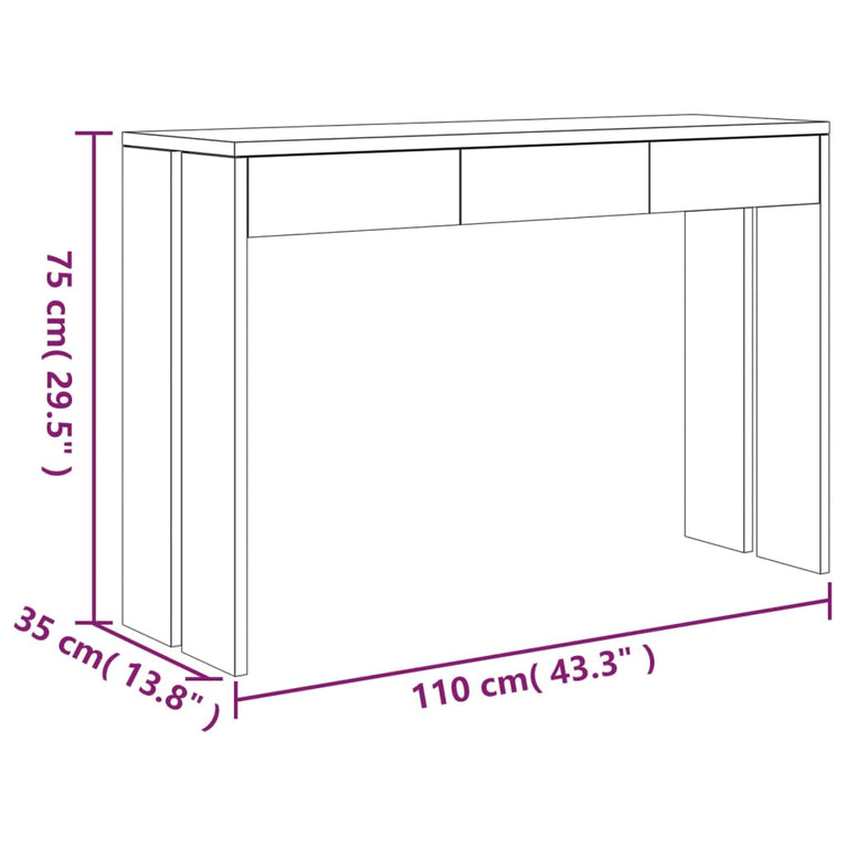 Wandtafel 110x35x75 cm massief teakhout MeubelReus