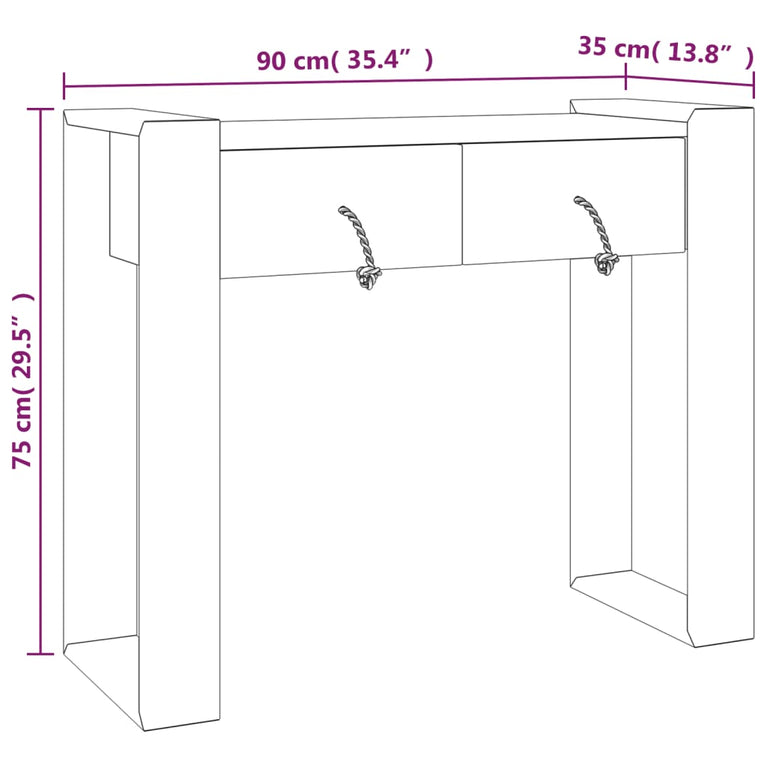 Wandtafel 90x35x75 cm massief teakhout MeubelReus