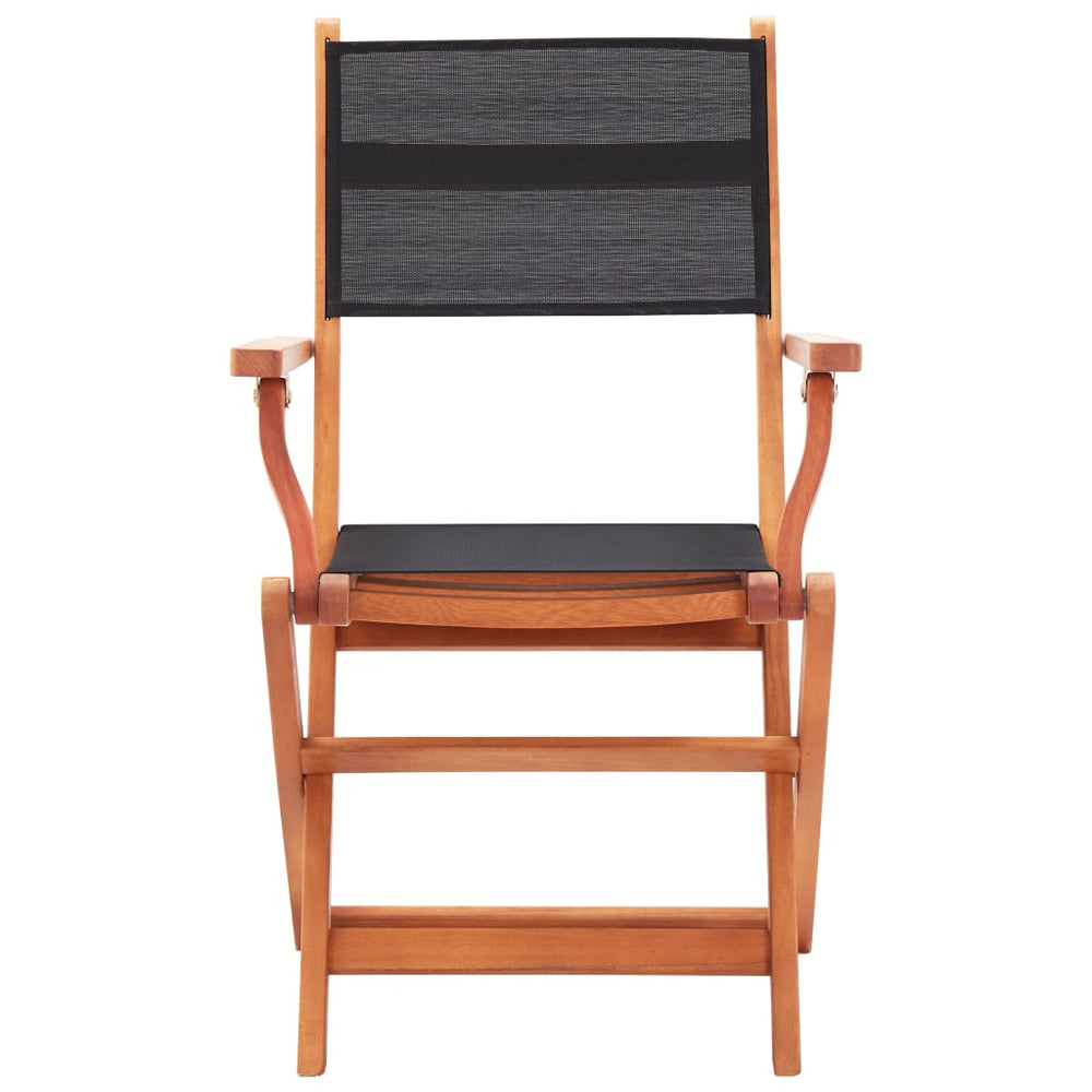 Tuinstoelen inklapbaar 2 st eucalyptushout en textileen zwart MeubelReus