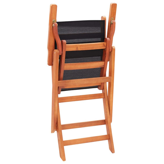 Tuinstoelen inklapbaar 4 st eucalyptushout en textileen zwart MeubelReus