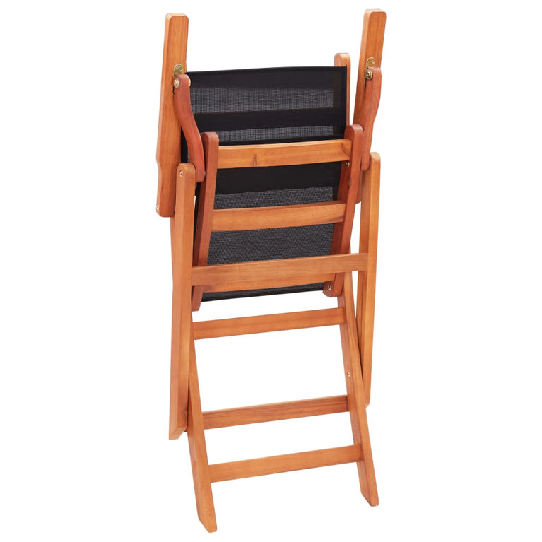 Tuinstoelen inklapbaar 4 st eucalyptushout en textileen zwart MeubelReus
