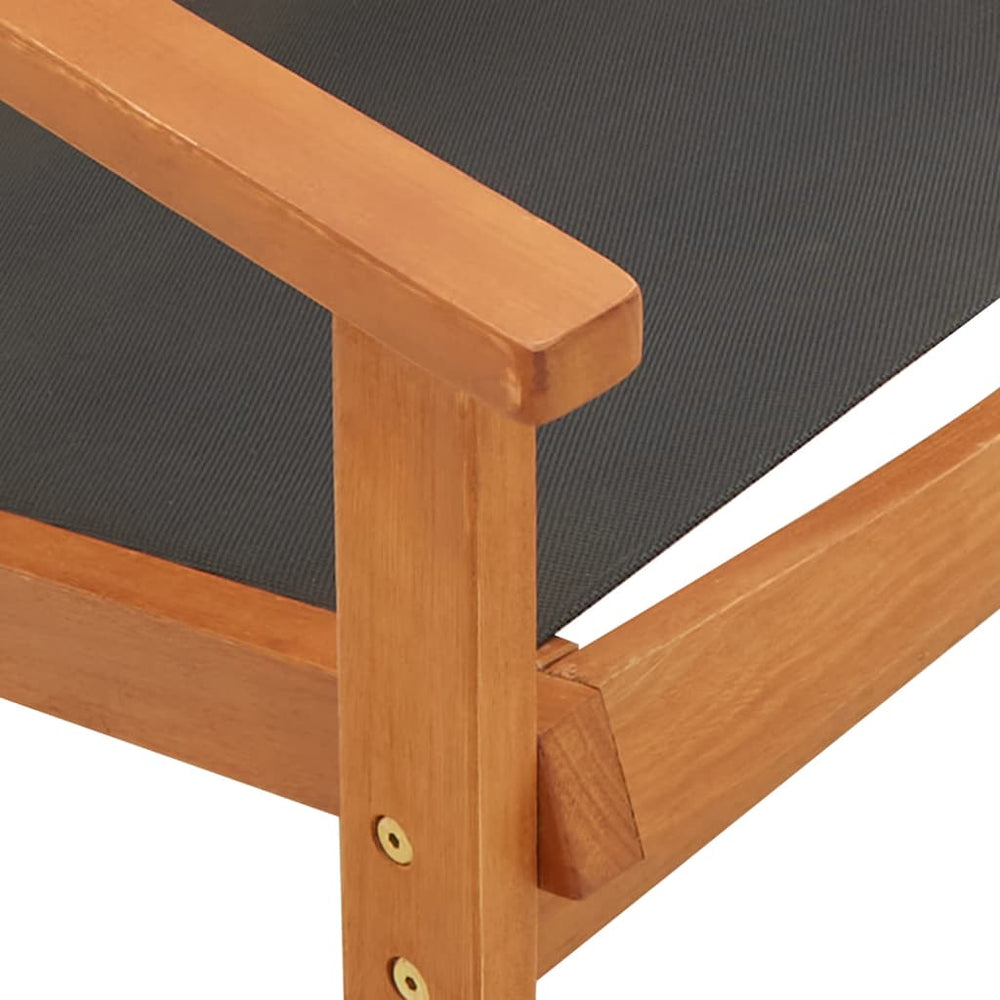 Loungestoel massief eucalyptushout en textileen zwart MeubelReus