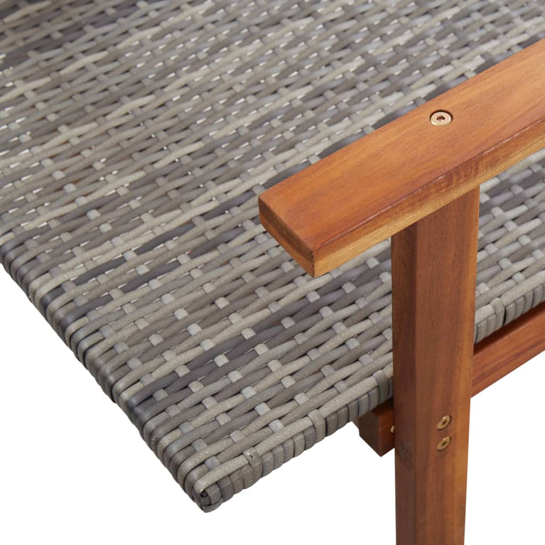 Ligbed poly rattan en massief acaciahout grijs MeubelReus