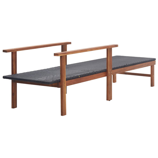 Ligbed poly rattan en massief acaciahout zwart MeubelReus