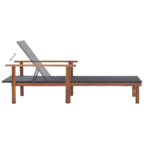 Ligbed poly rattan en massief acaciahout zwart MeubelReus