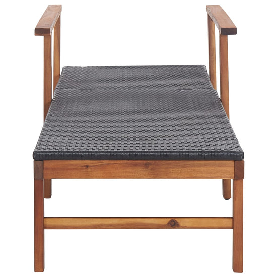 Ligbed poly rattan en massief acaciahout zwart MeubelReus