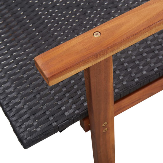 Ligbed poly rattan en massief acaciahout zwart MeubelReus