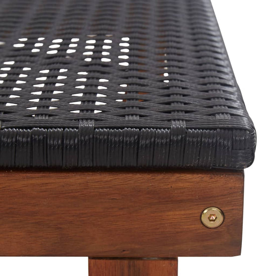 Ligbed poly rattan en massief acaciahout zwart MeubelReus