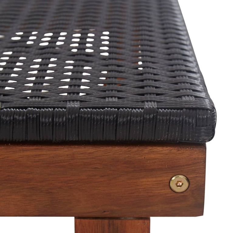 Ligbed poly rattan en massief acaciahout zwart MeubelReus