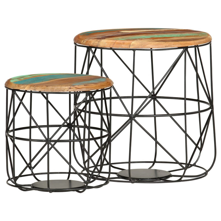 Salontafels 2 st massief gerecycled hout MeubelReus