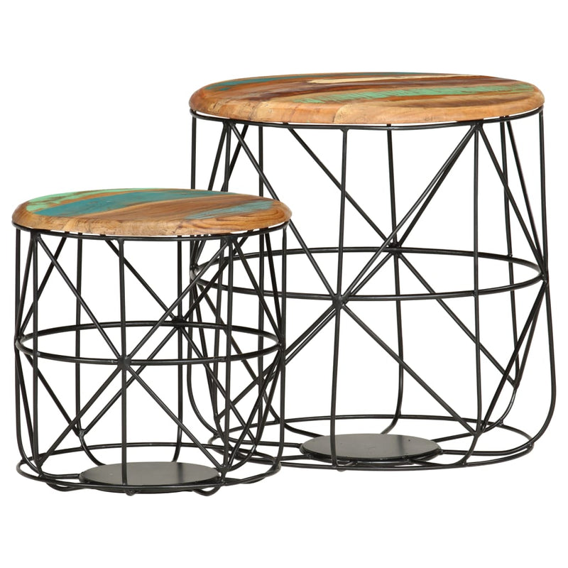Salontafels 2 st massief gerecycled hout MeubelReus