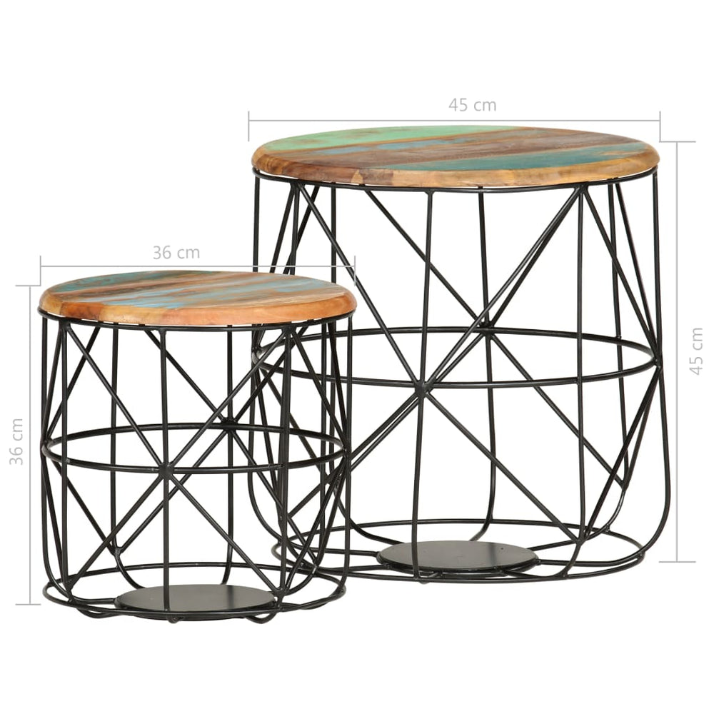 Salontafels 2 st massief gerecycled hout MeubelReus