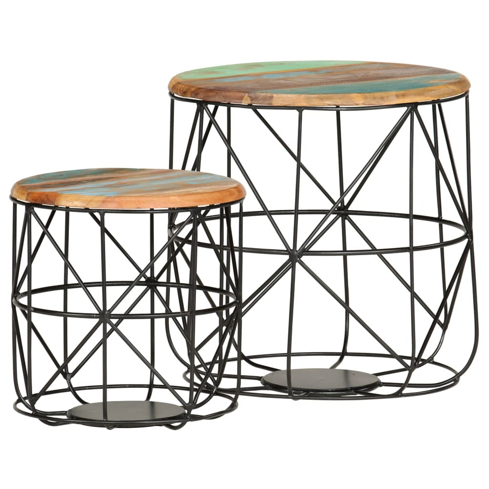 Salontafels 2 st massief gerecycled hout MeubelReus