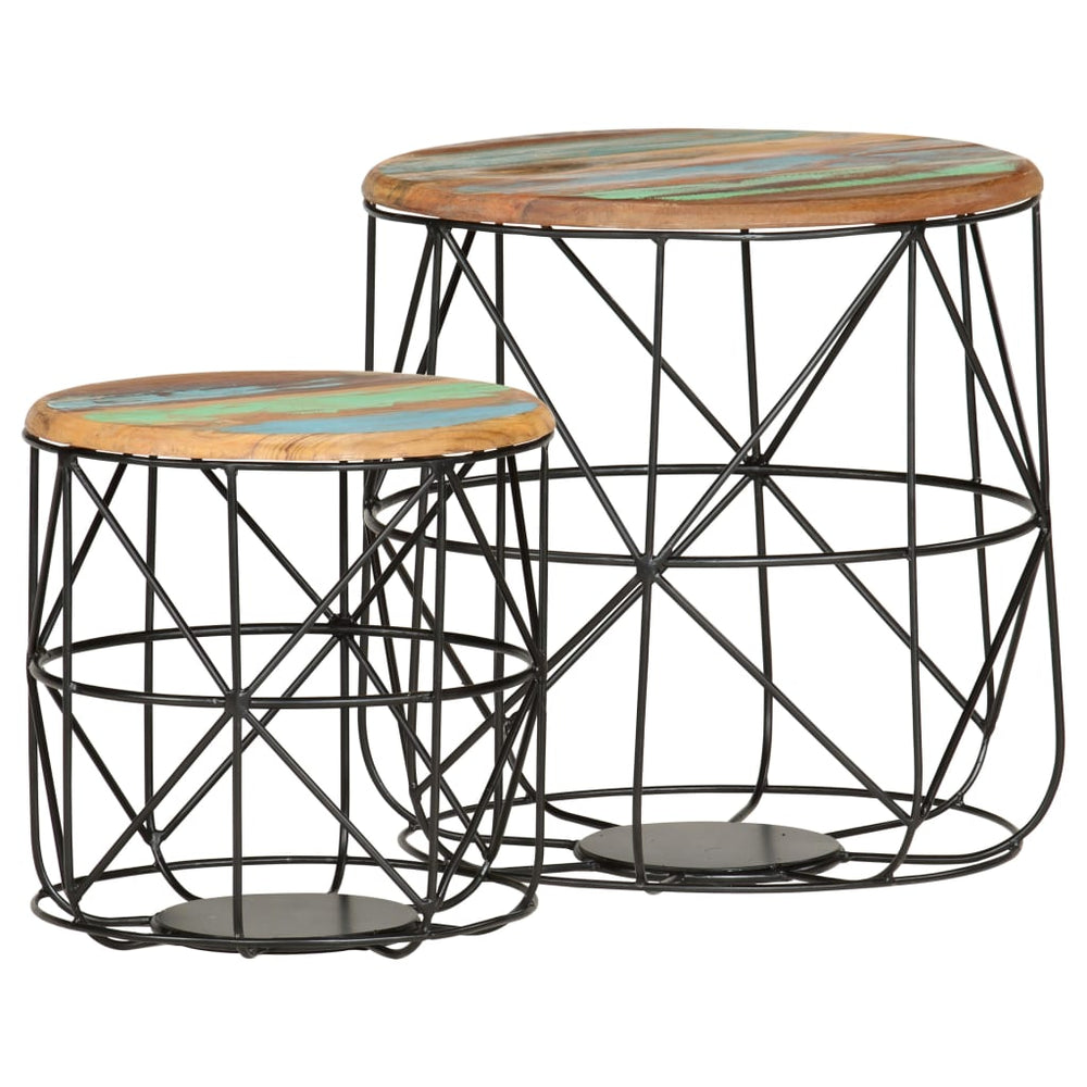 Salontafels 2 st massief gerecycled hout MeubelReus
