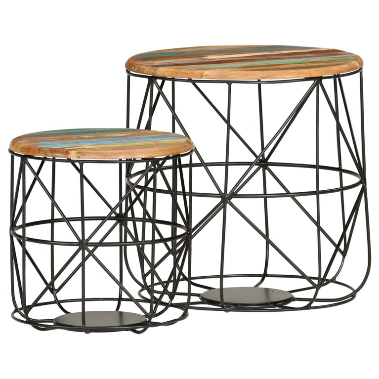 Salontafels 2 st massief gerecycled hout MeubelReus