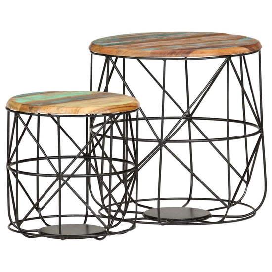 Salontafels 2 st massief gerecycled hout MeubelReus