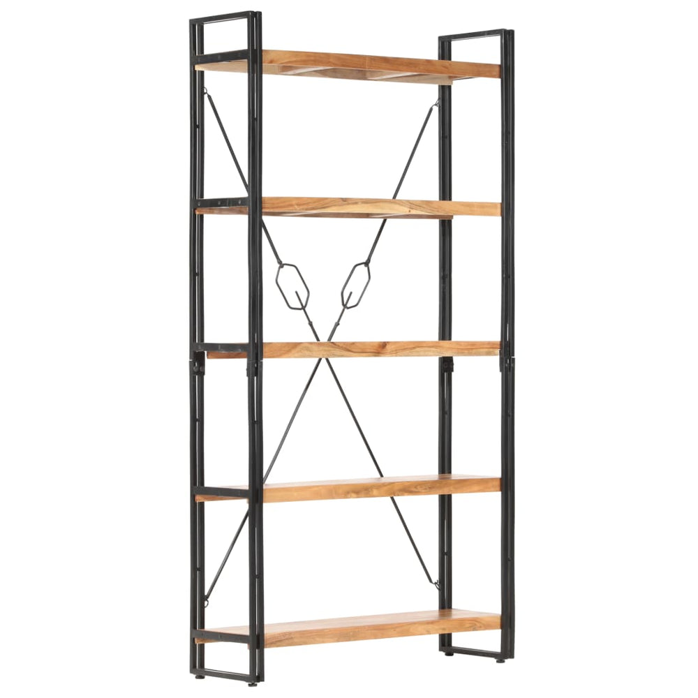 Boekenkast met 5 schappen 90x30x180 cm massief acaciahout MeubelReus