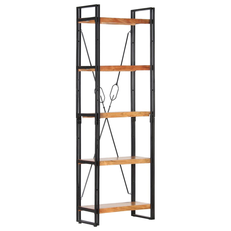 Boekenkast met 5 schappen 60x30x180 cm massief acaciahout MeubelReus