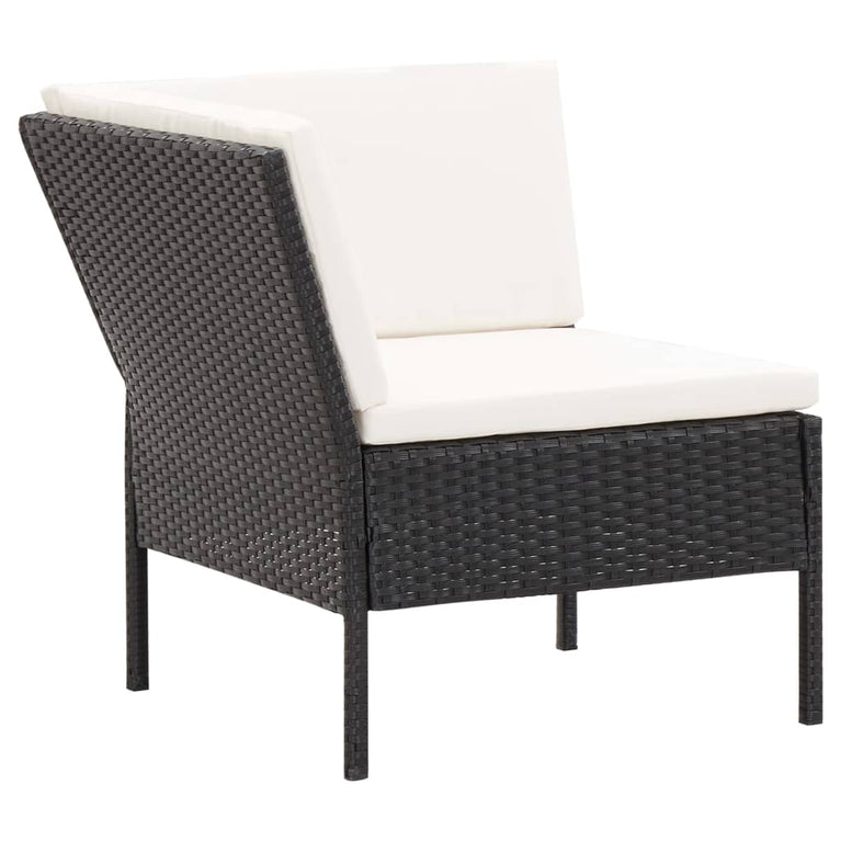 6-delige Loungeset met kussens poly rattan zwart MeubelReus