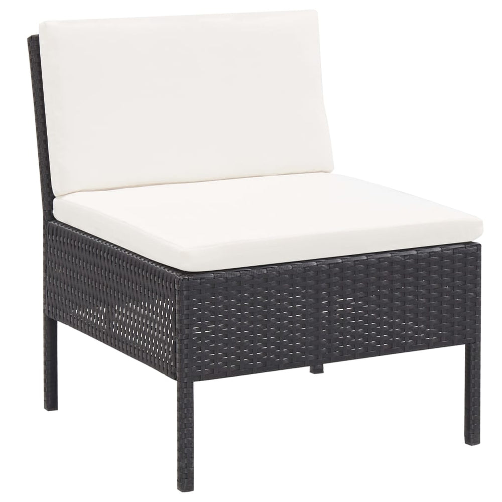 6-delige Loungeset met kussens poly rattan zwart MeubelReus